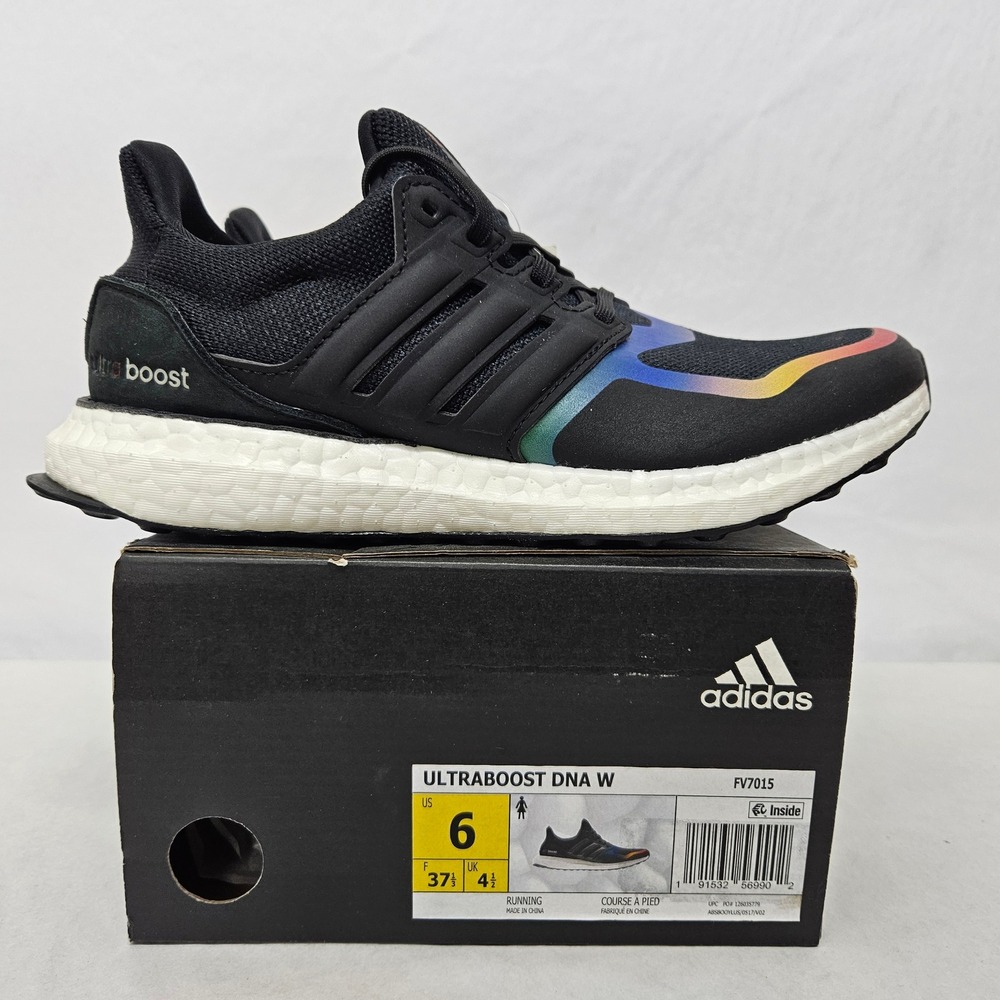 Adidas Ultraboost DNA Running Shoes FV7015 Black Rainbow Women's Size‎ 6